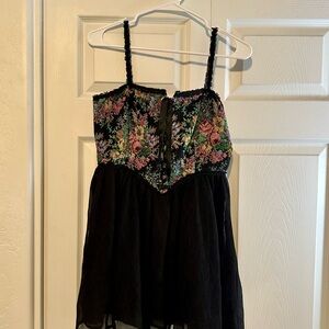 Cider Floral Corset Dress with Ribbon Tie